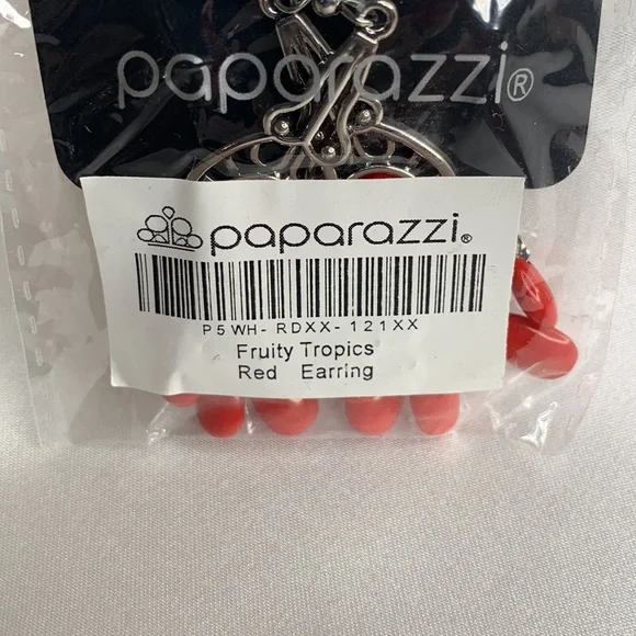 Paparazzi Earring / Fruity Tropics / Red - Picture 7 of 7
